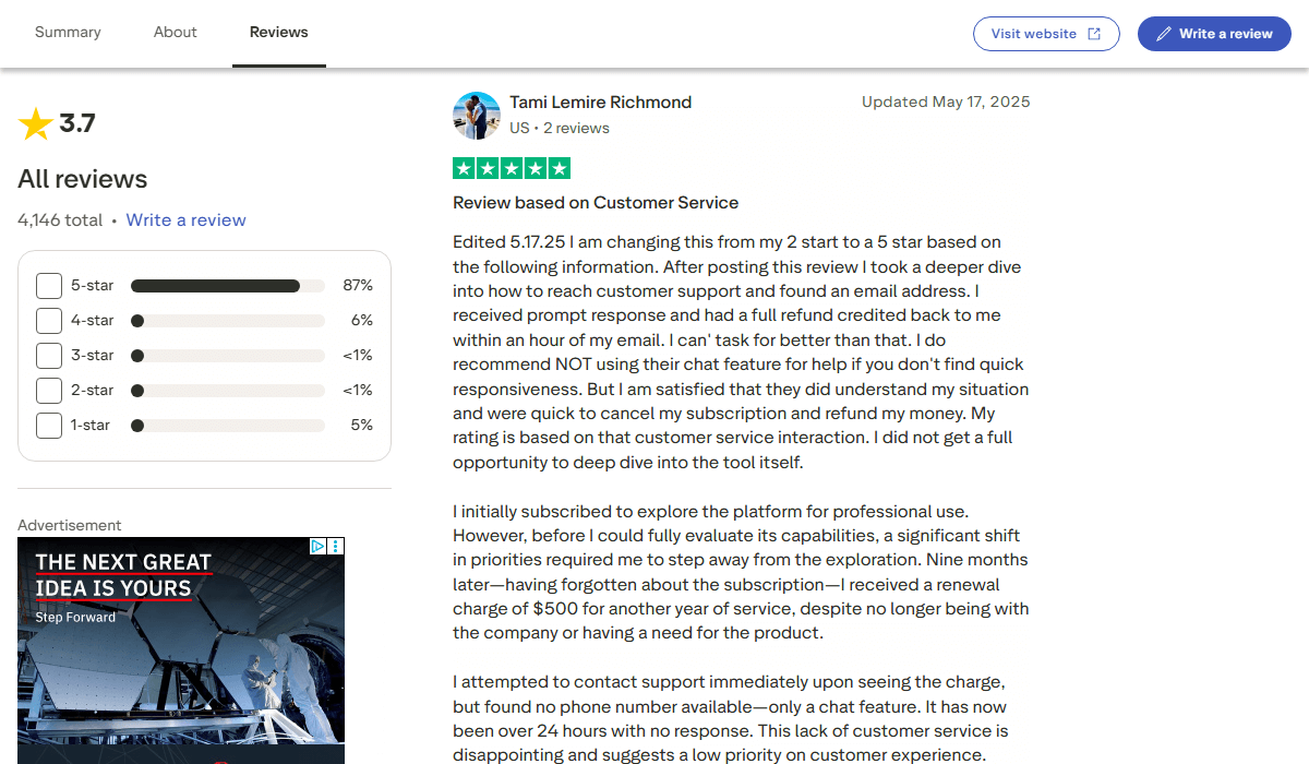 Jasper AI Review: User reviews on the Trustpilot platform