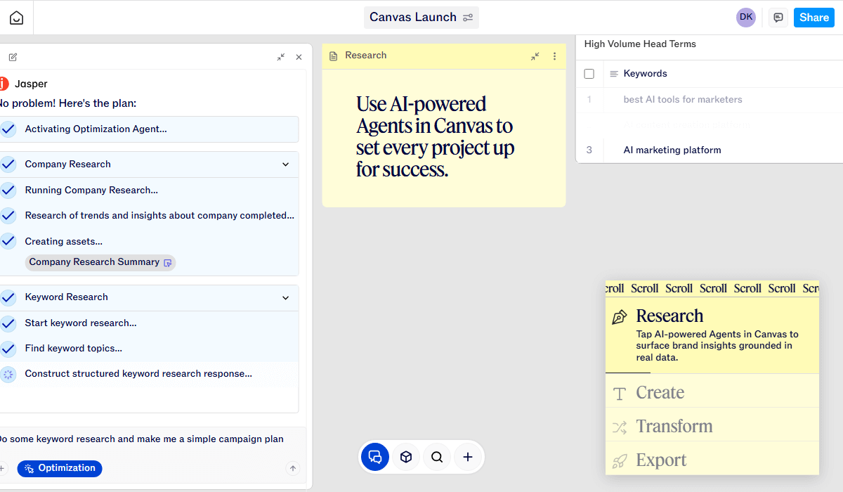 Jasper AI advanced tools with Canvas