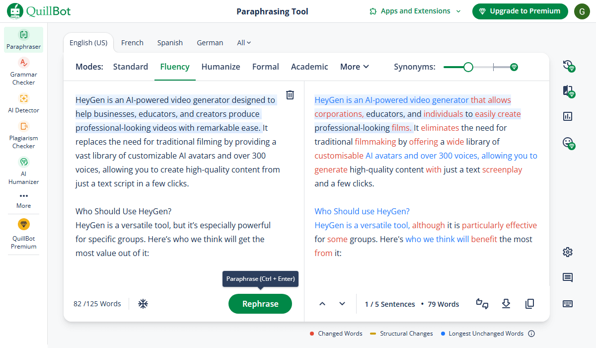 QuillBot paraphrasing tool—an affordable Paperpal alternative