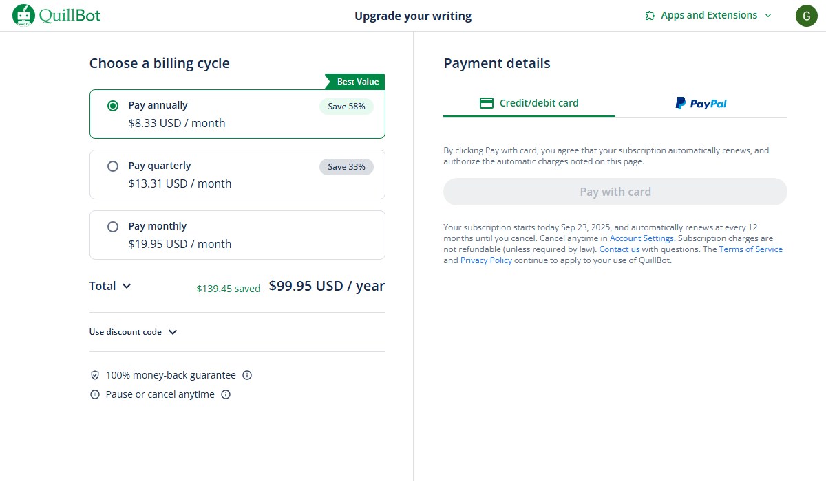 Quillbot Pricing Plan