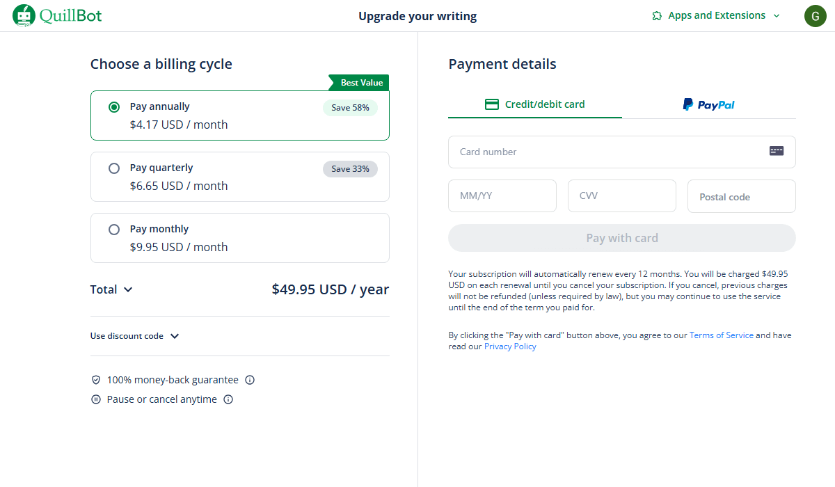 Quillbot Pricing Plan