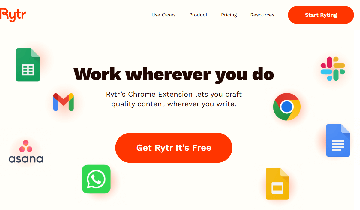 Rytr AI Chrome extension for seamless writing anywhere online