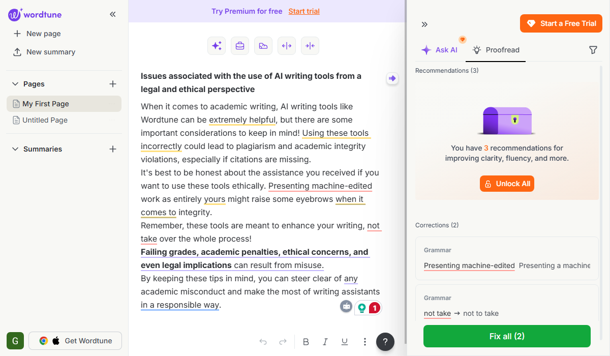 Wordtune excels in clarity and nuanced tone