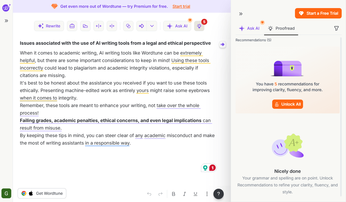 Wordtune real-time paraphrasing for seamless workflow