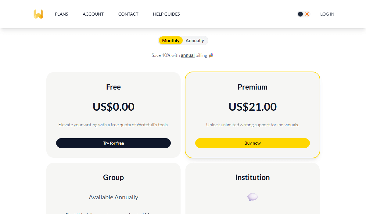 Writefull Pricing Plan