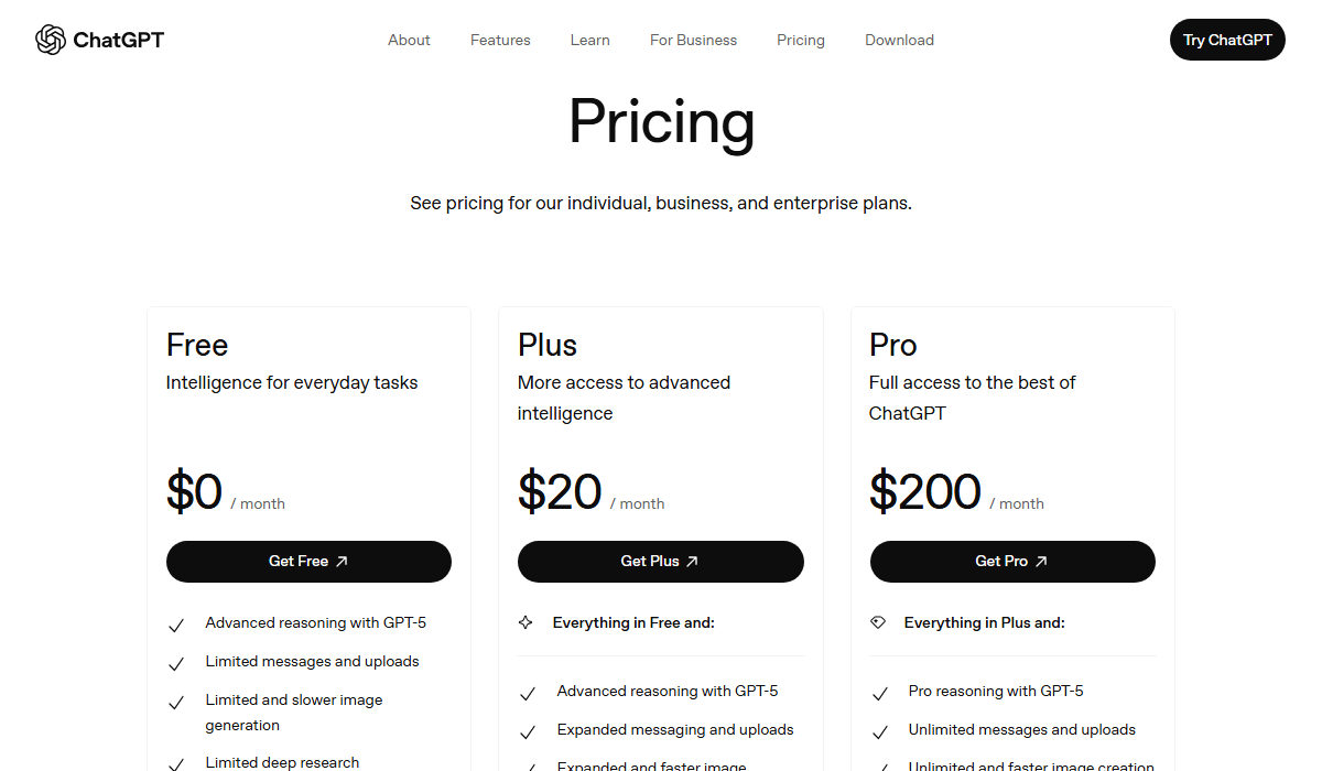 ChatGPT Pricing Plan