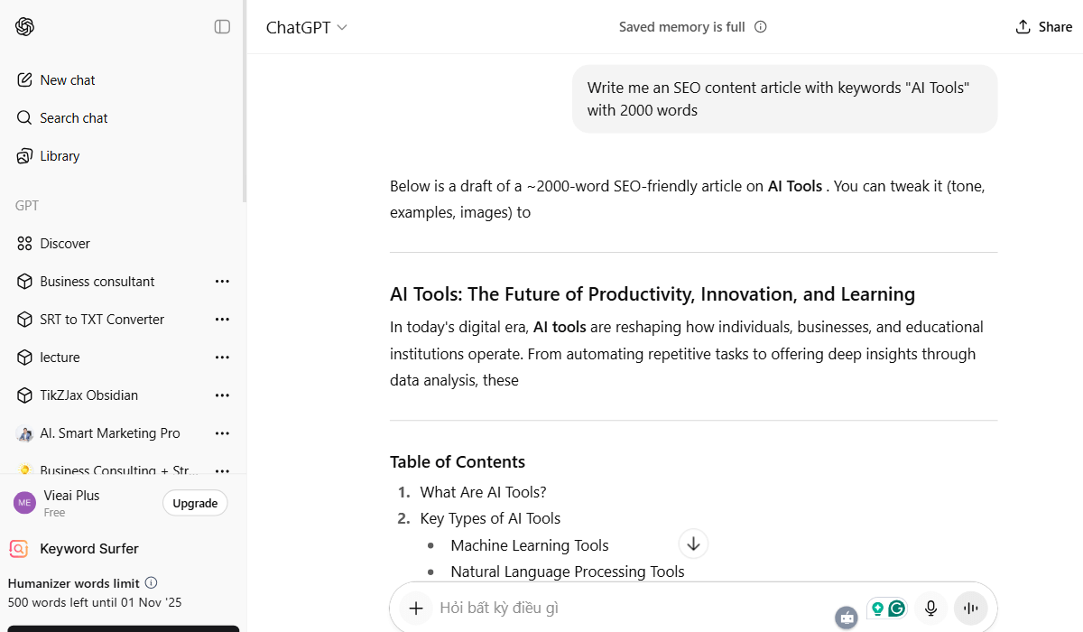 ChatGPT relies on user-crafted prompts for results