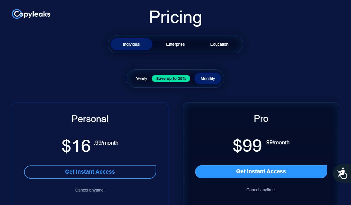 Copyleaks Pricing Plan