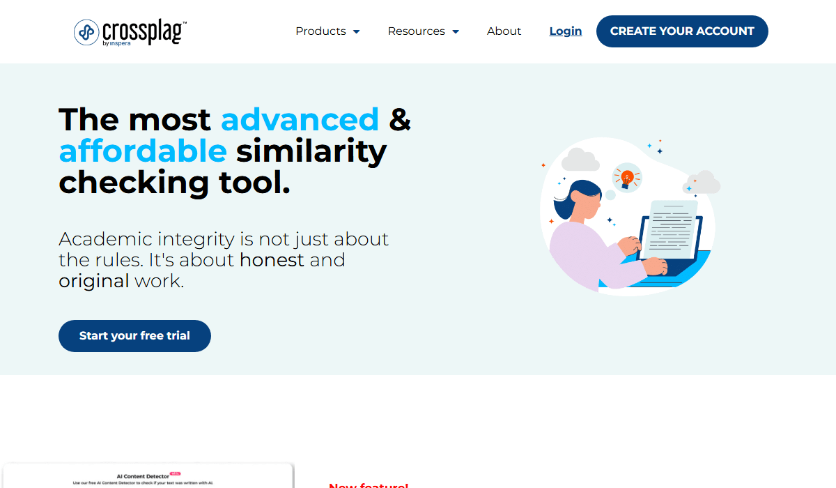 Crossplag simple AI and plagiarism detector for education