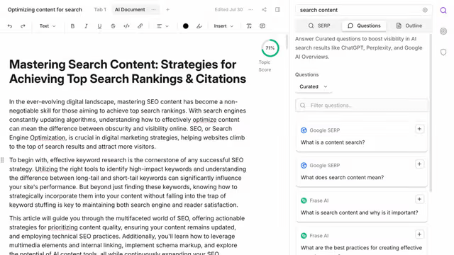 Frase quickly generates drafts using AI templates