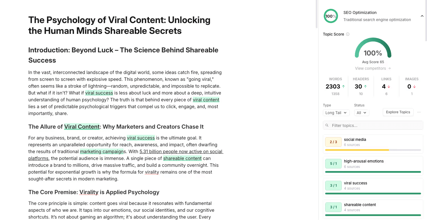 Frase offers a unique, custom-built content brief, not templates