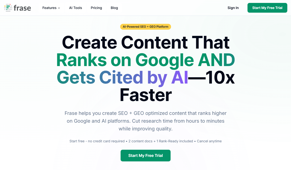 Frase.io is an AI-powered SEO strategist