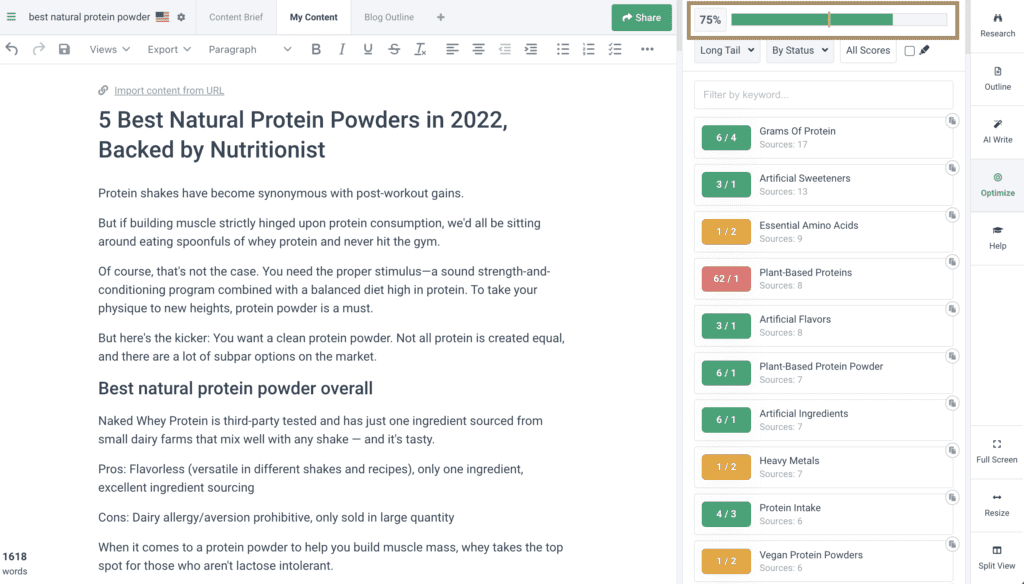Frase excels in research and competitor analysis