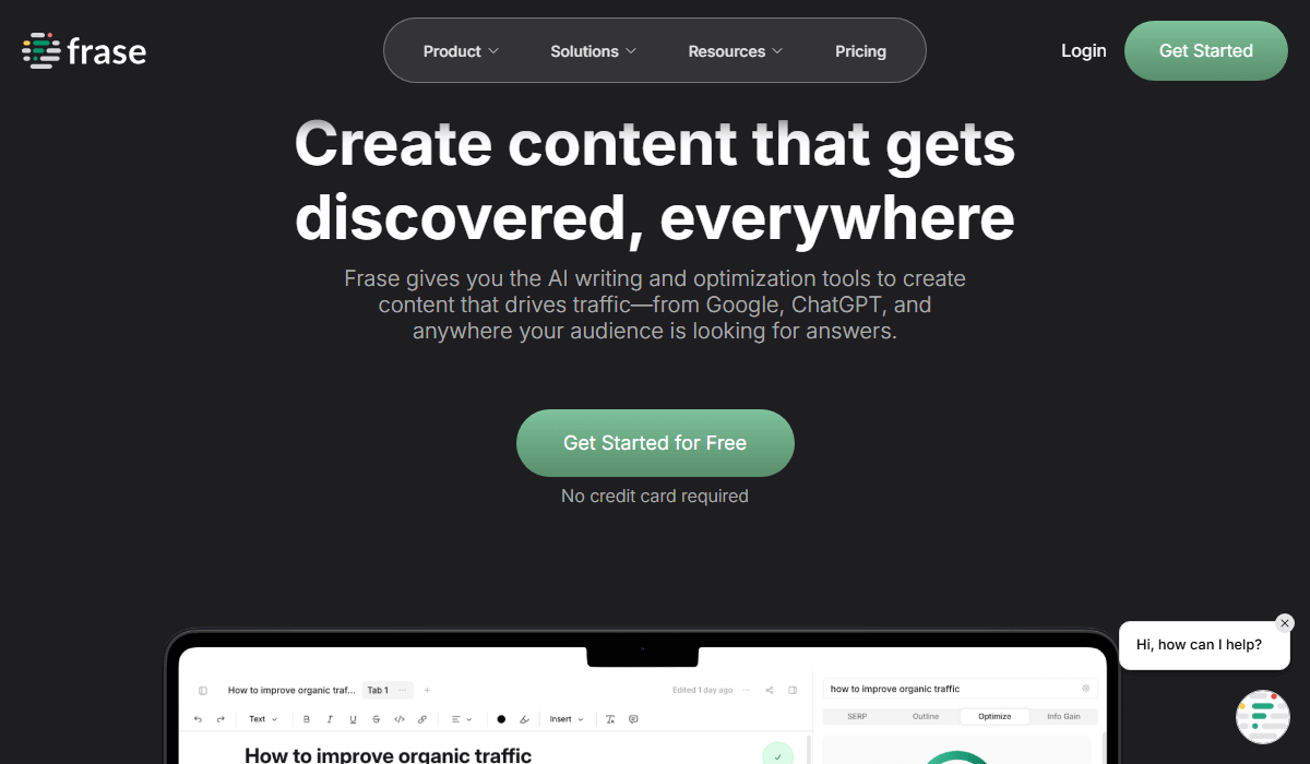 Frase.io helps create SEO-friendly content with data-driven briefs
