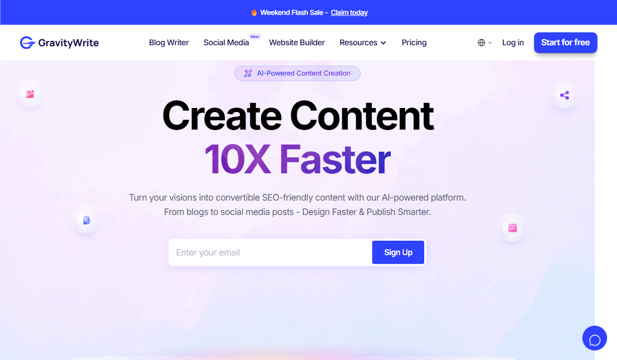 GravityWrite is a specialized platform with 250+ marketing tools