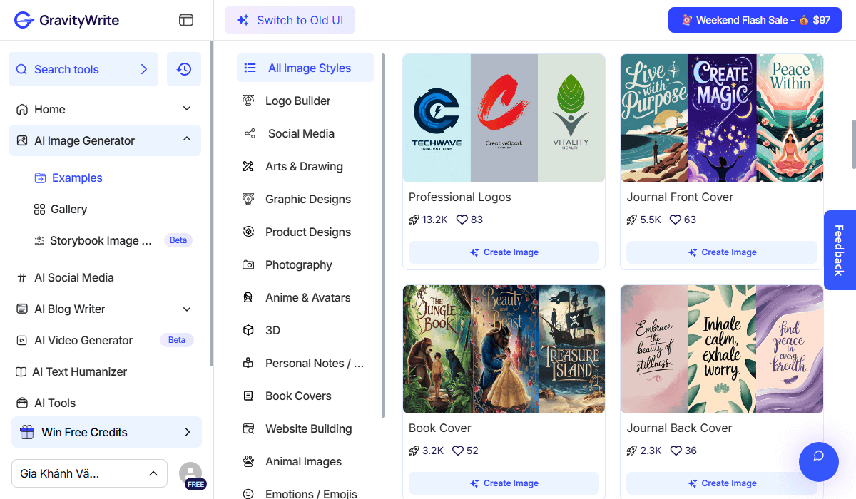 GravityWrite's AI image generator for practical content visuals