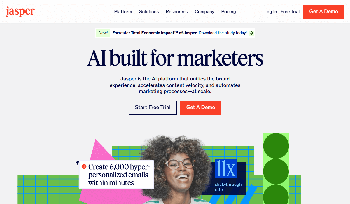 Jasper focuses on AI content creation and brand consistency