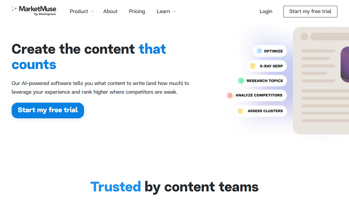 MarketMuse focuses on AI topic modeling and strategy