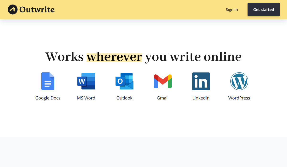 Outwrite integrates with professional tools like Outlook, WordPress