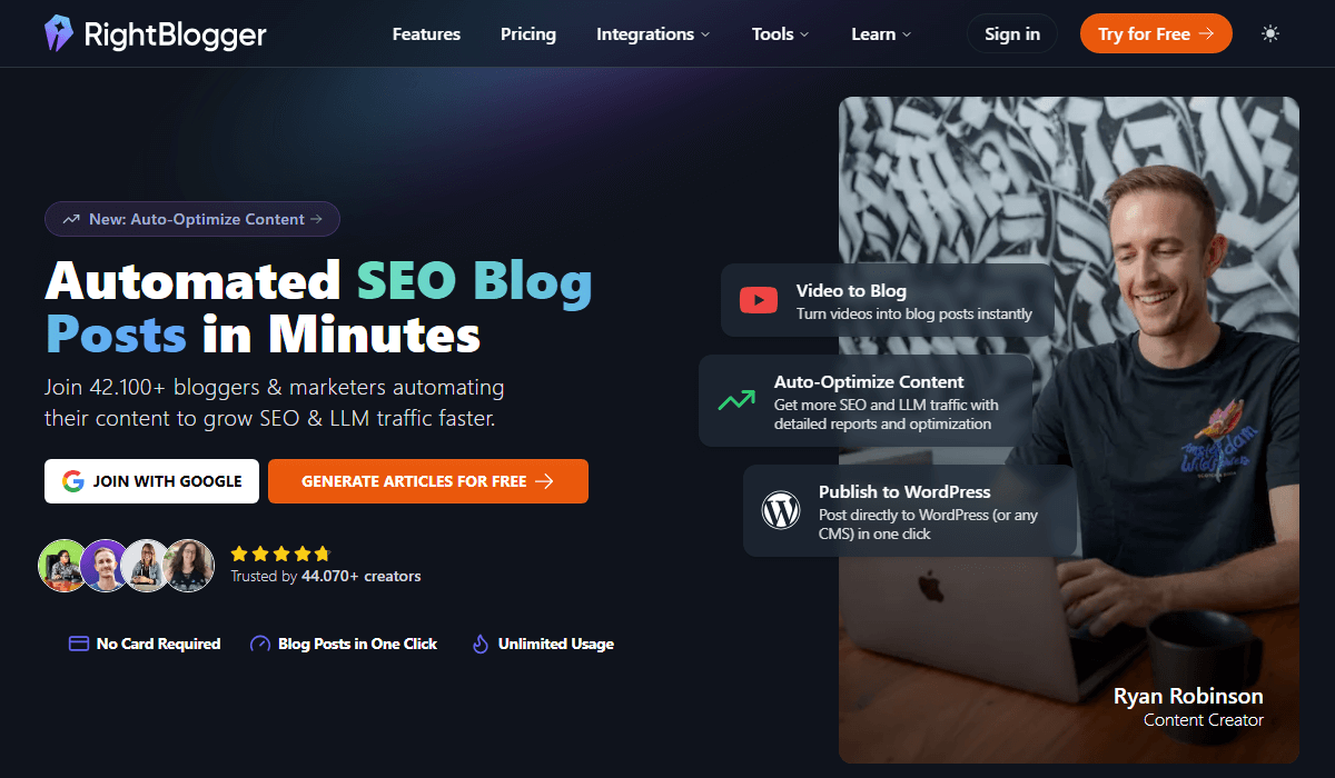 RightBlogger is an AI content & SEO tool for bloggers