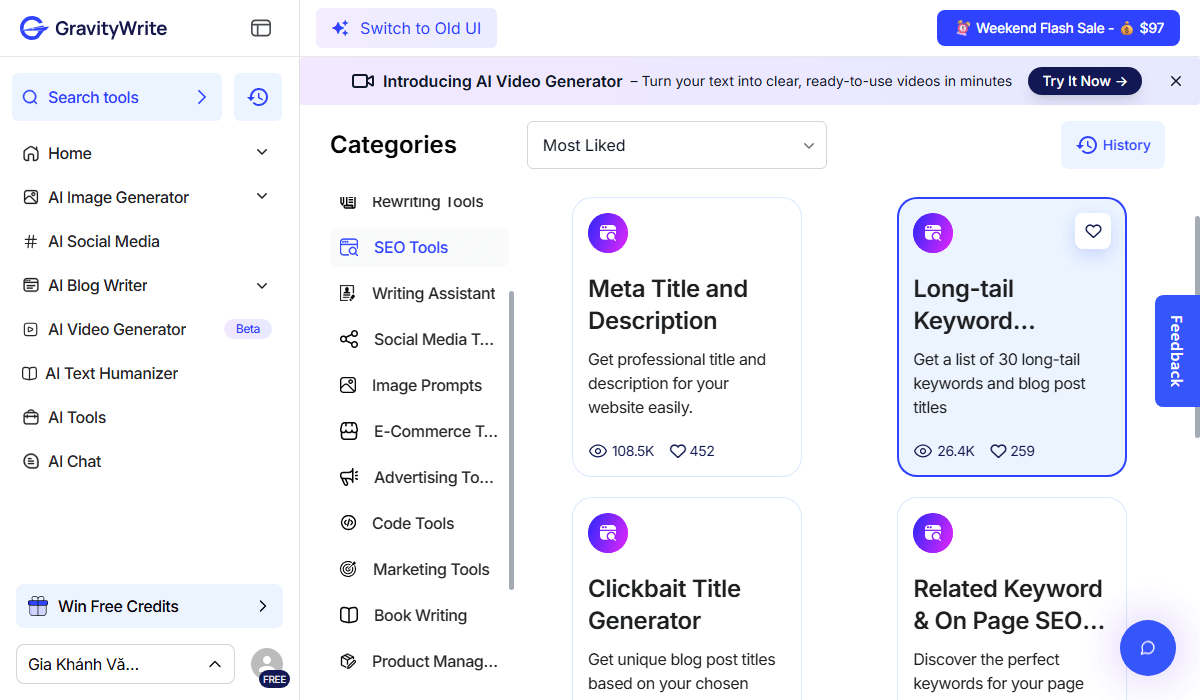GravityWrite's built-in SEO tools for content optimization