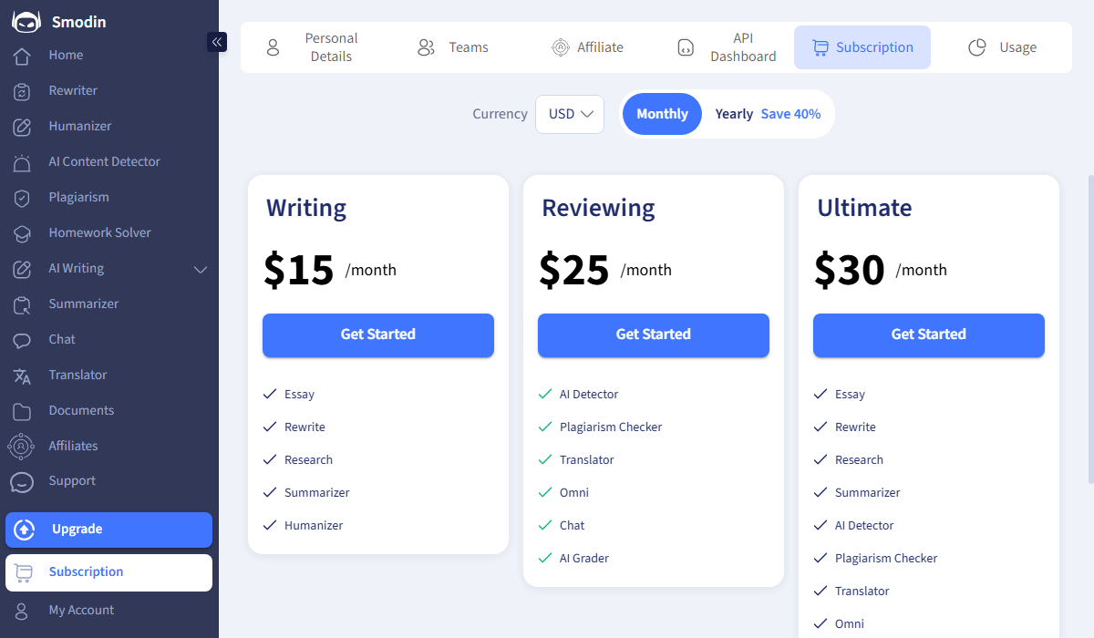Smodin Pricing Plan