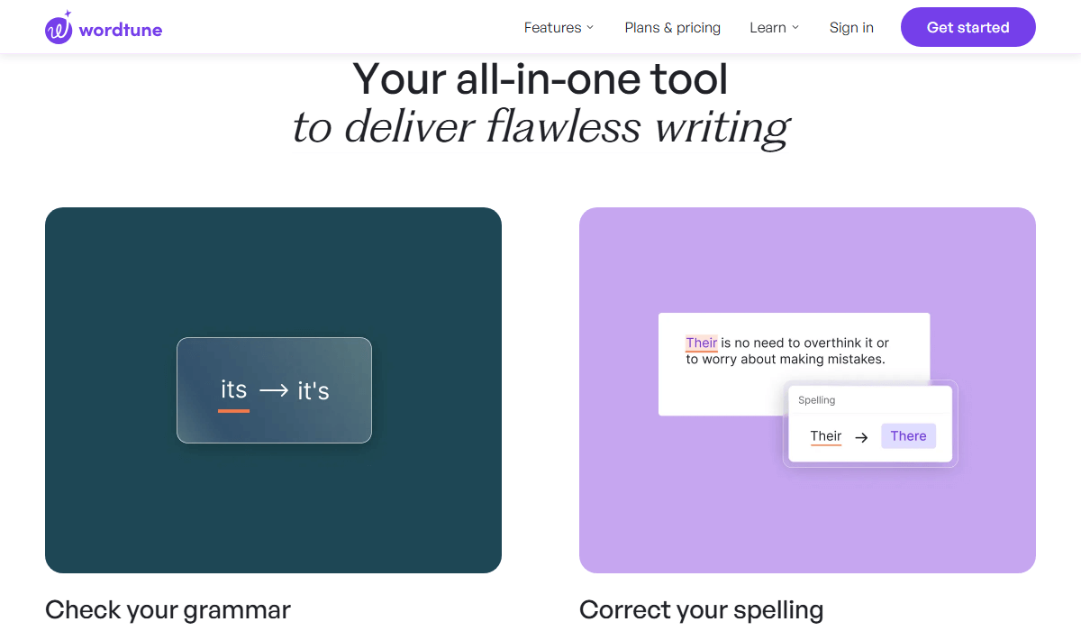 Wordtune offers basic grammar checking, less advanced than Outwrite