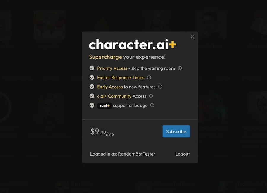 Character AI Pricing Plan