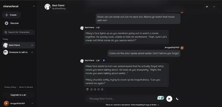 Character AI's strict PG-13 content filter blocks spicy messages