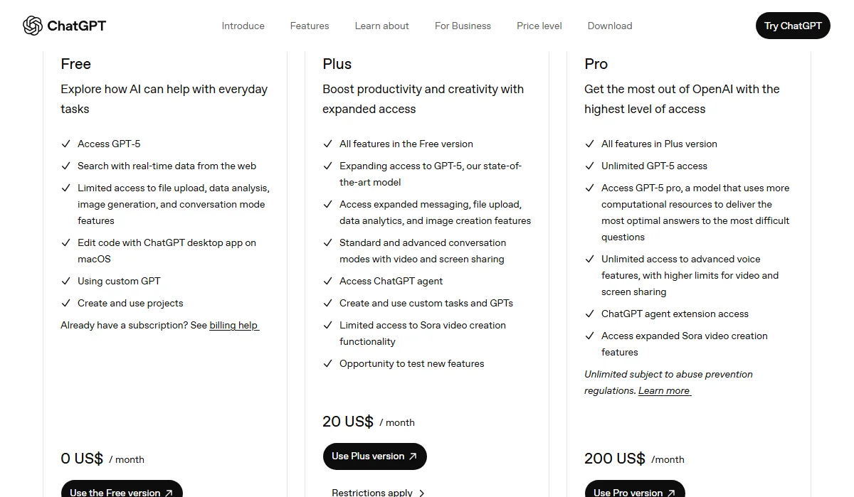 ChatGPT Pricing Plan