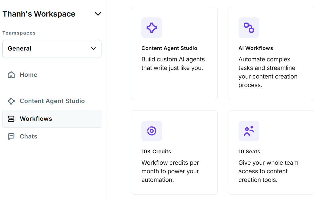 Copy.ai automates full content workflows with one click