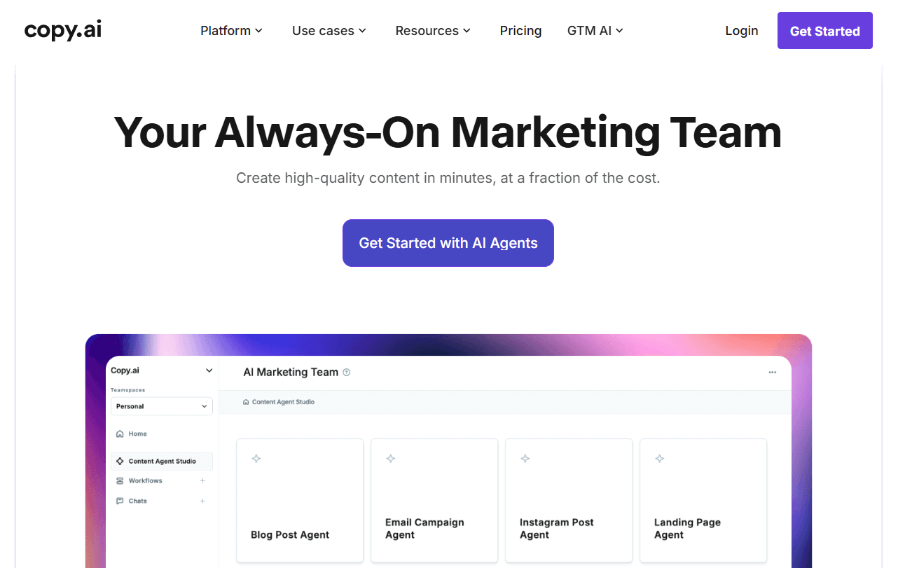 Copy.ai has evolved into an automation-focused GTM platform