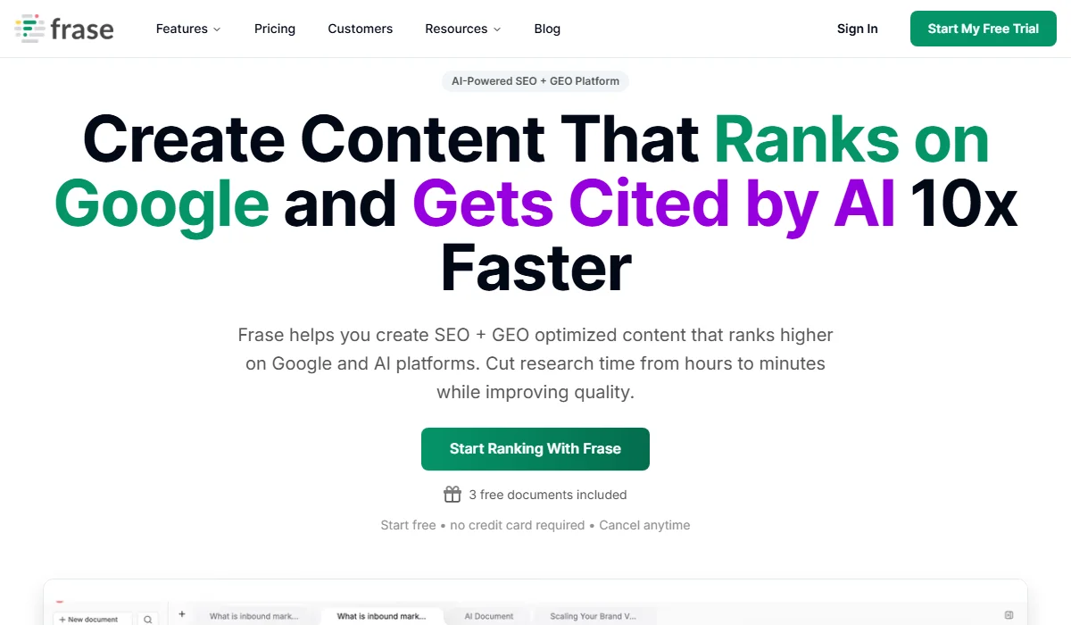 Frase is an SEO optimization platform for ranking content