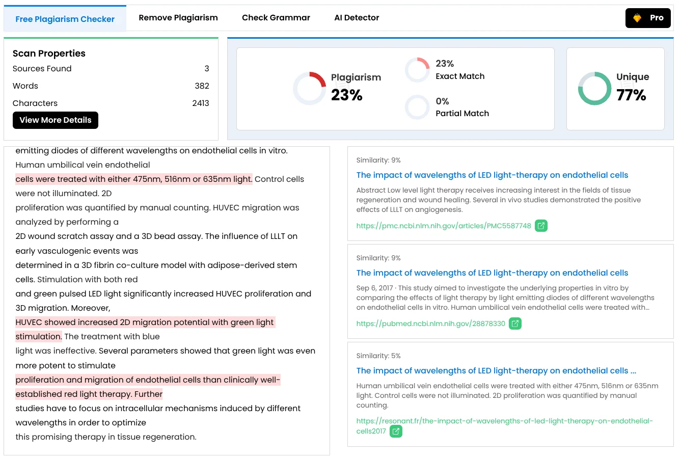 GPTZero combines plagiarism with AI detection for reviewers.