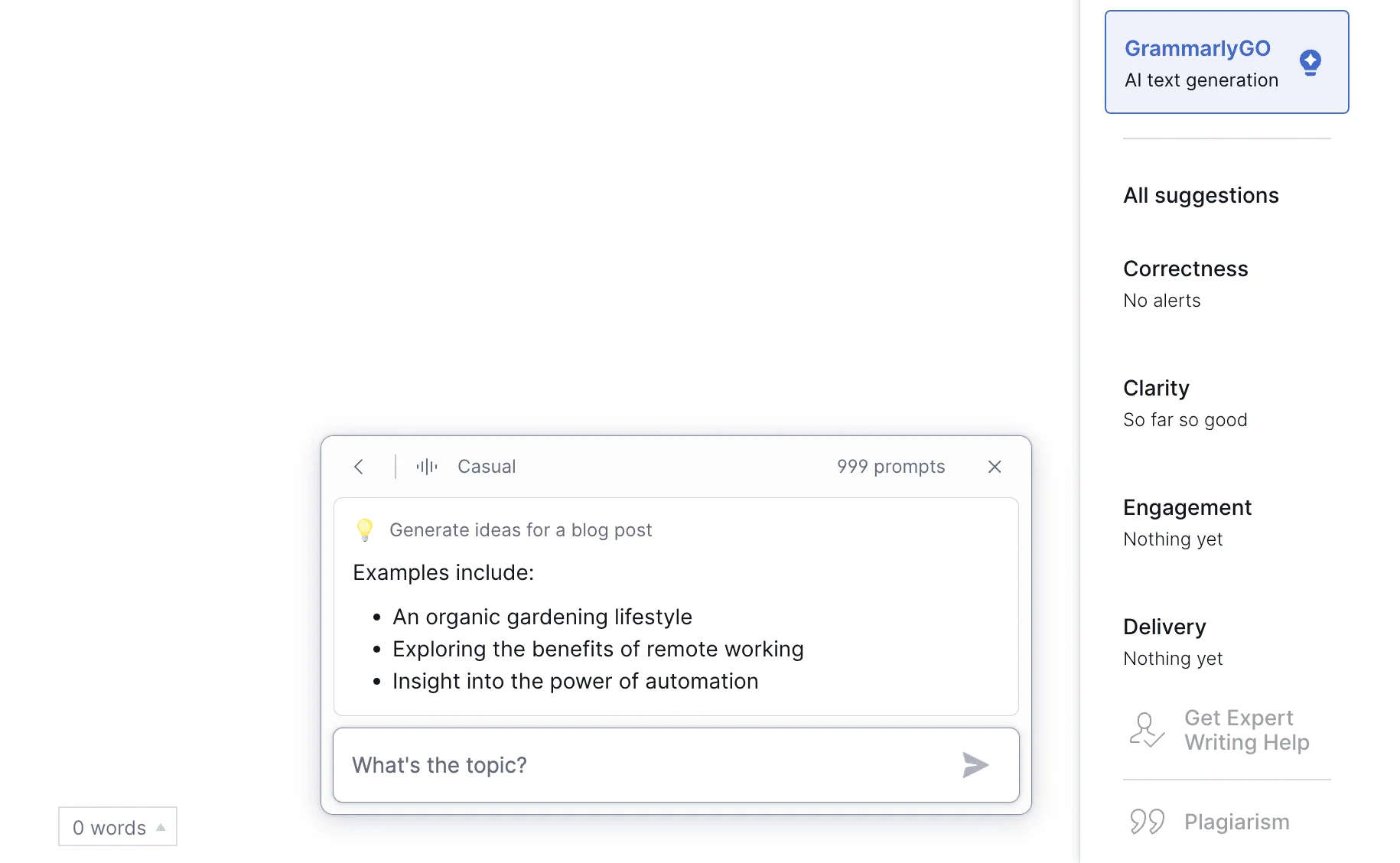 GrammarlyGO offers 2,000 monthly AI prompts for rewriting