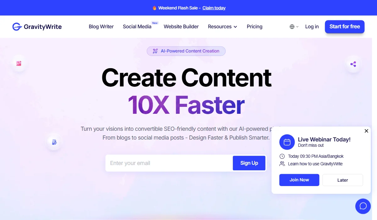 GravityWrite helps marketers and creators produce content fast