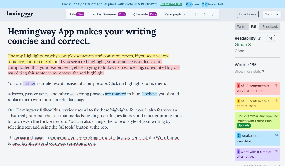 Hemingway Editor forces clear, simple writing