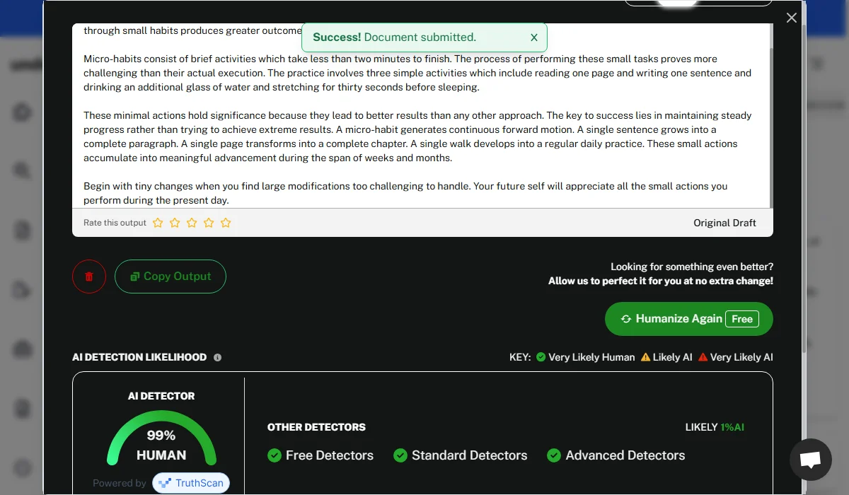 ChatGPT essay humanized to hide its origin