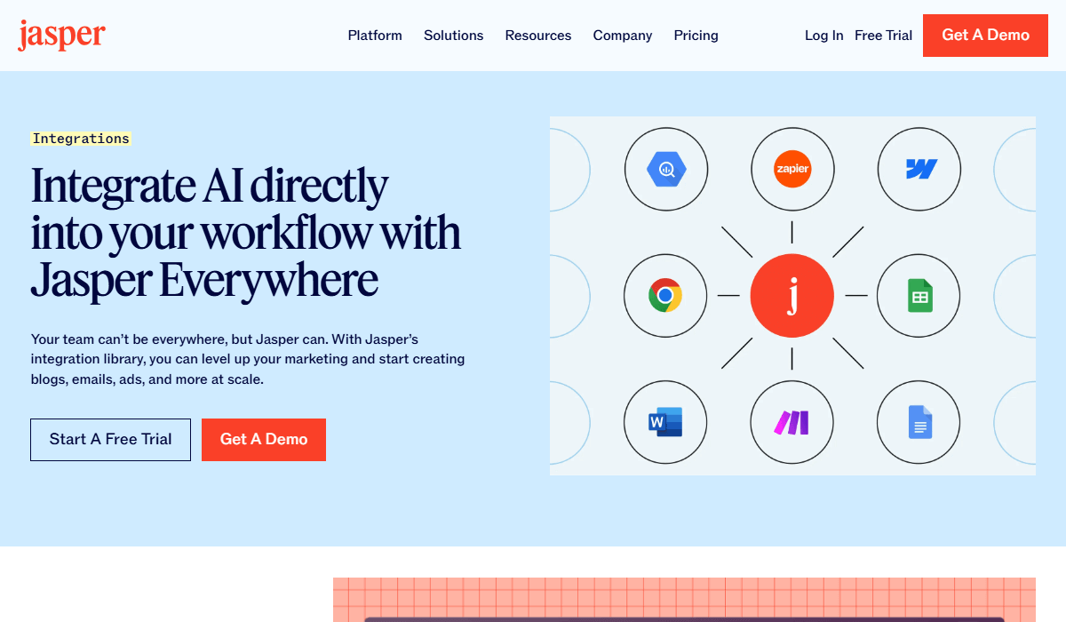 Jasper’s system integration with API and Zapier for workflow automation