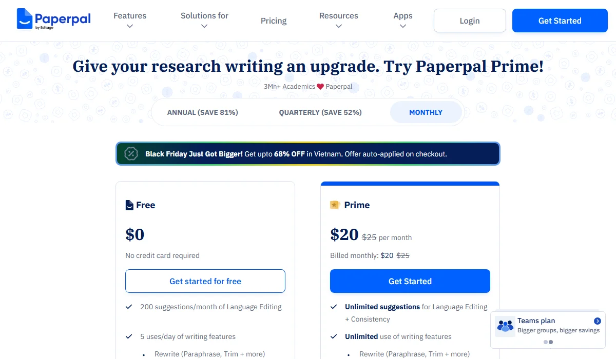 Paperpal Pricing Plan
