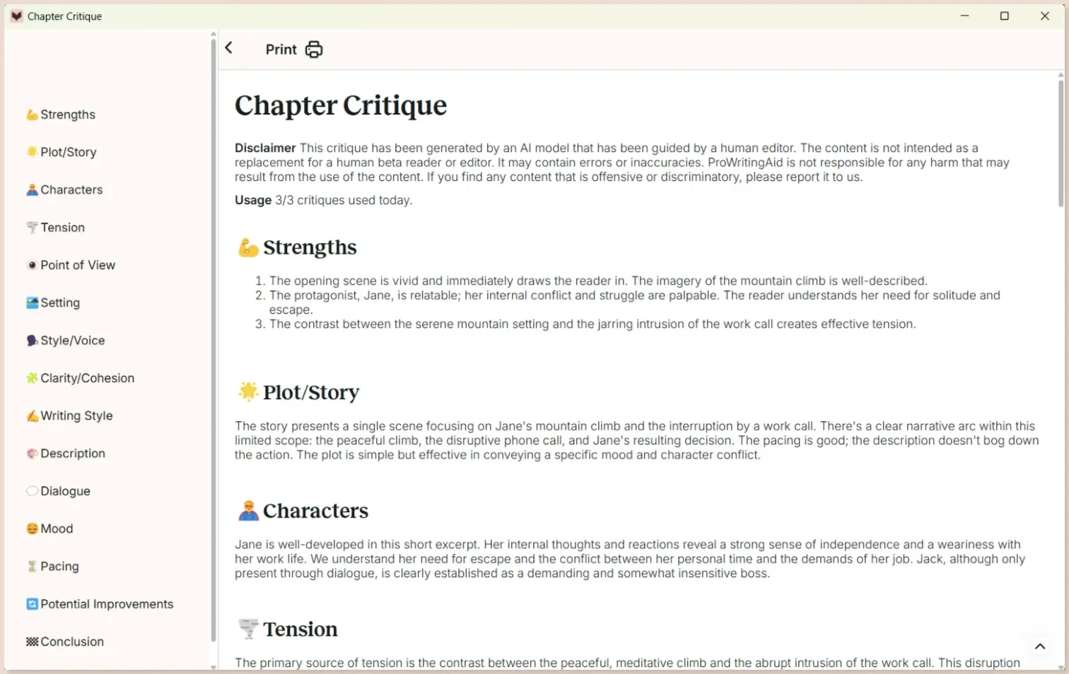 ProWritingAid's Chapter Critique offers micro developmental edit for chapters
