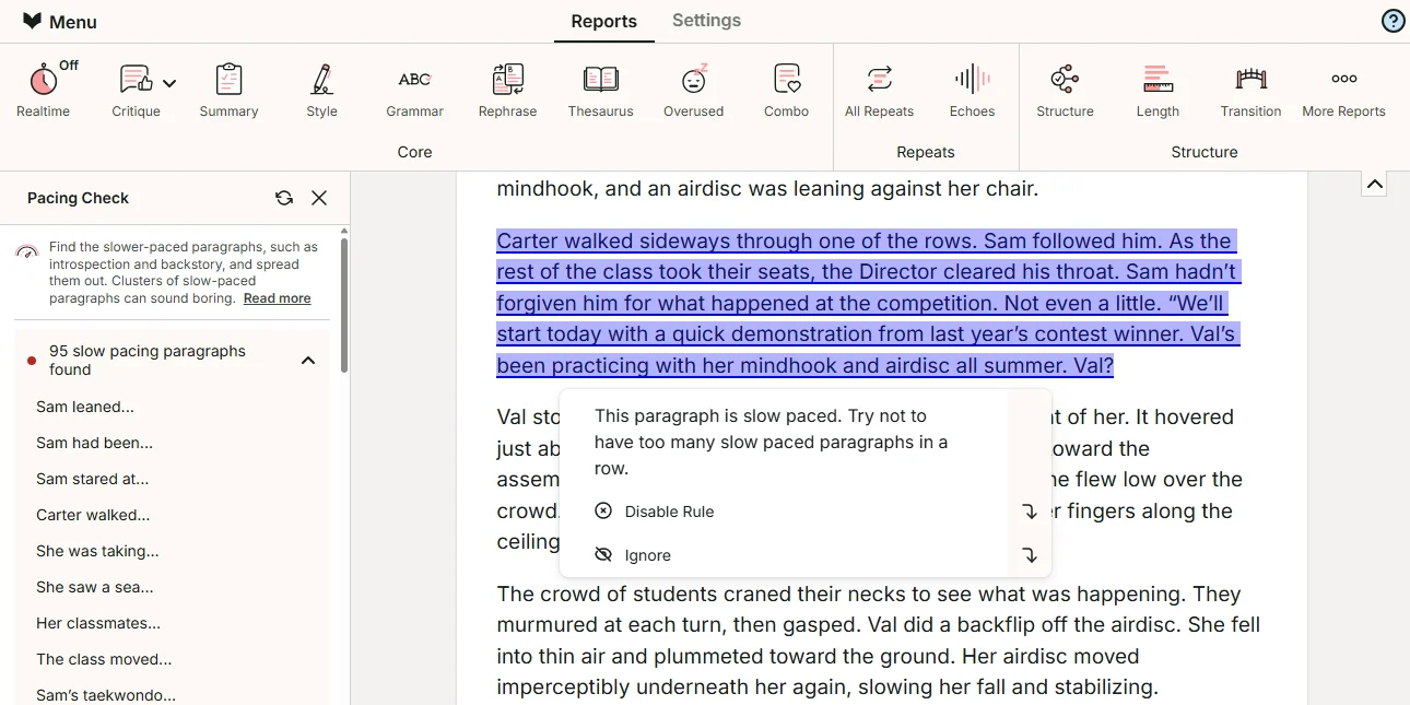 ProWritingAid focuses on creative writers with plot analysis