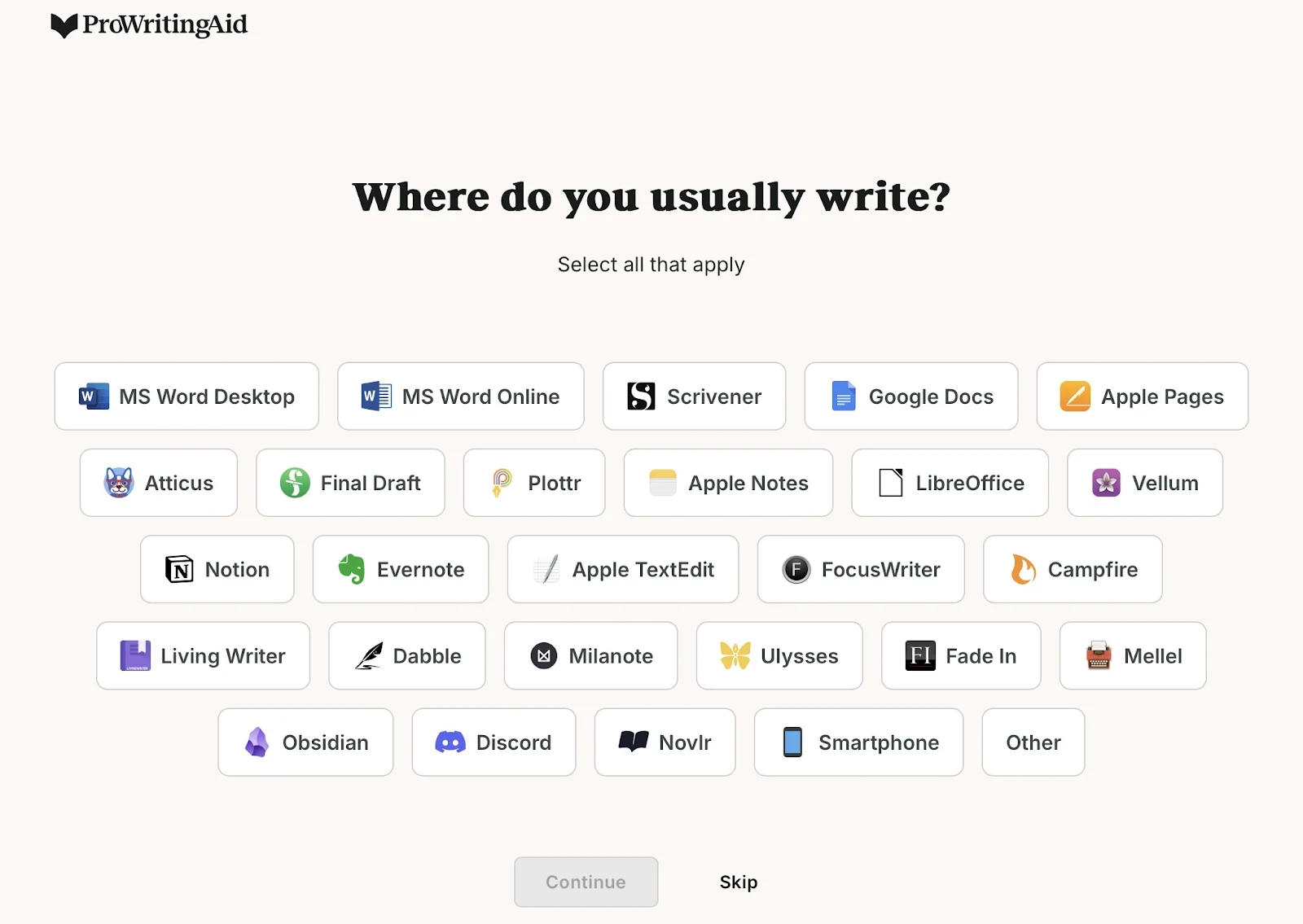ProWritingAid lacks mobile apps but has deep Scrivener integration