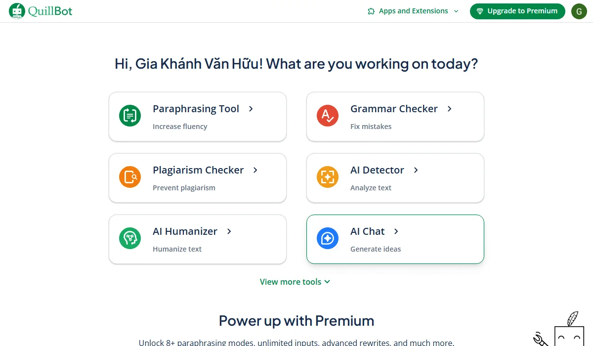 QuillBot is an all-in-one platform for paraphrasing and editing