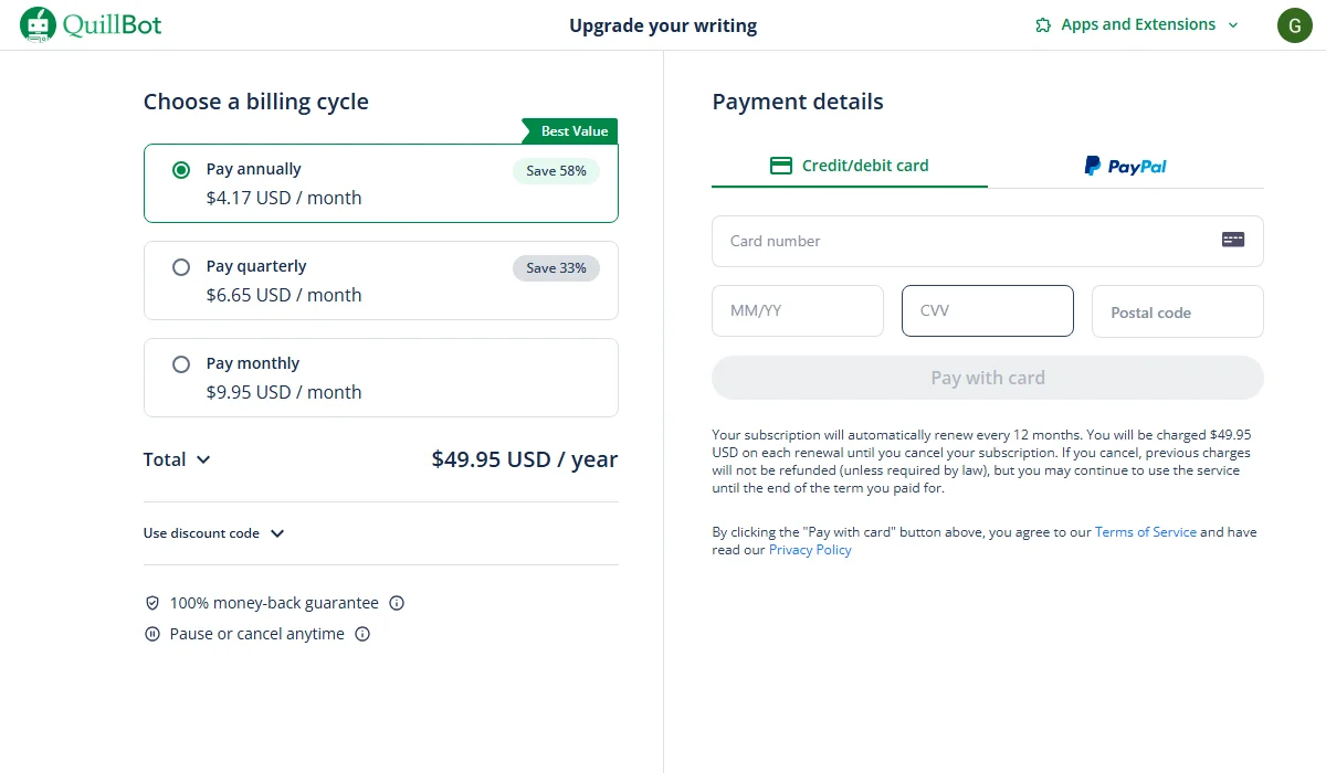 Quillbot Pricing Plan