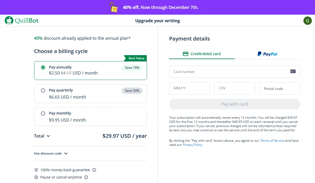 Quillbot Pricing Plan