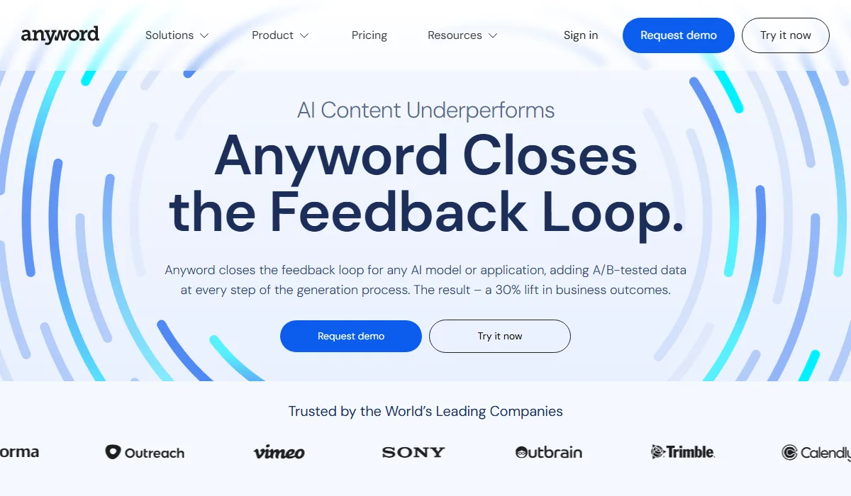 Anyword predicts marketing content performance with 82% accuracy.