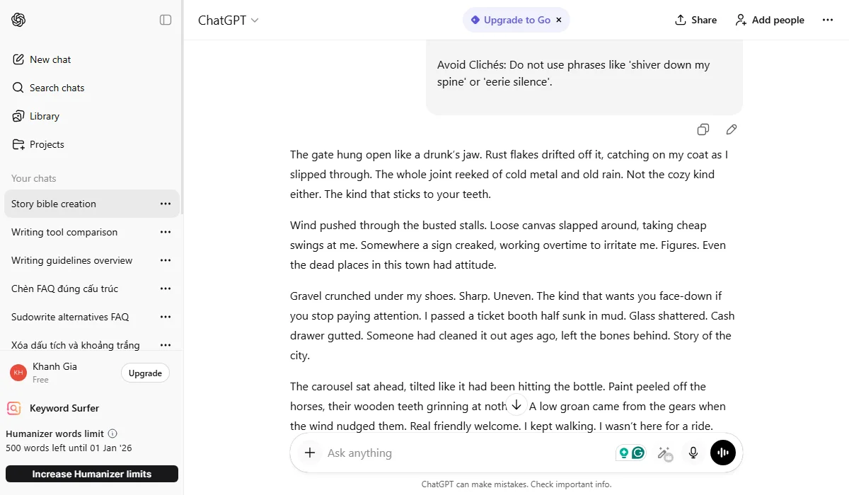 ChatGPT prose is often generic, lacking a distinctive voice.