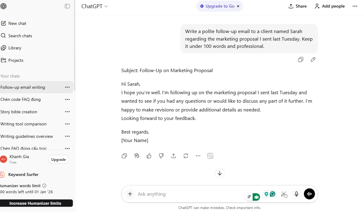 ChatGPT uses a prompt-based workflow for higher quality output.