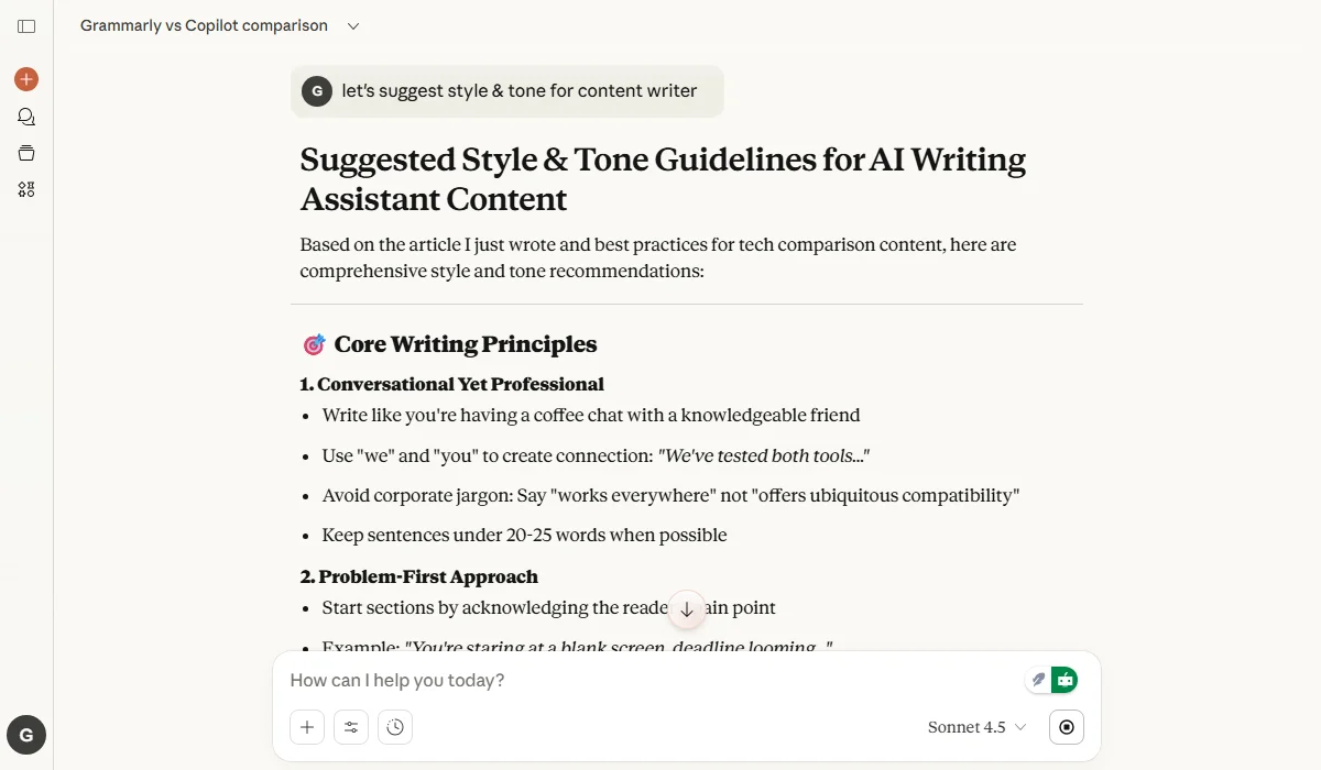 Copilot offers basic tone adjustment capabilities.